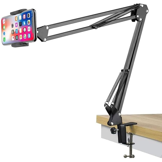 Overhead Video Stand Phone Holder  360° Adjustable Magic Arm for Desk, Bed & Content Creation