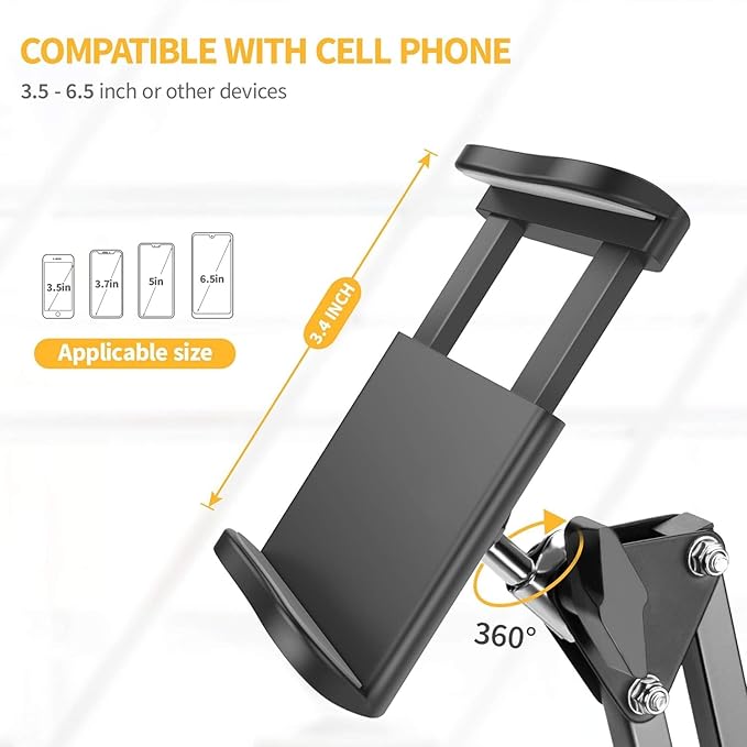 Overhead Video Stand Phone Holder  360° Adjustable Magic Arm for Desk, Bed & Content Creation