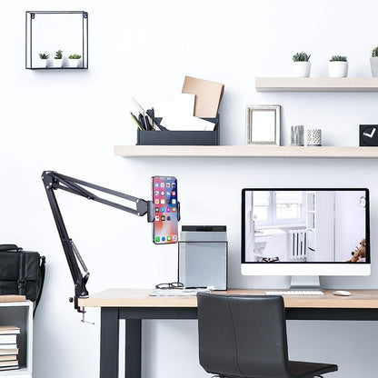 Overhead Video Stand Phone Holder  360° Adjustable Magic Arm for Desk, Bed & Content Creation